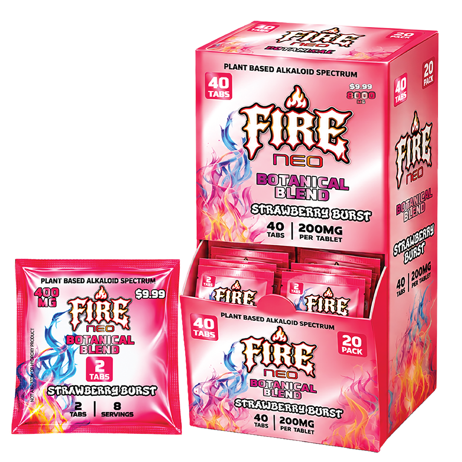 Fire Neo Strawberry Burst Botanical Blend Pouch, 2 Count, 40 Count Dispenser