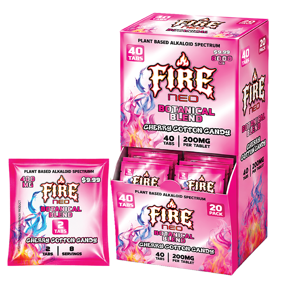 Fire Neo Cherry Cotton Candy Botanical Blend Pouch, 2 Count, 40 Count Dispenser