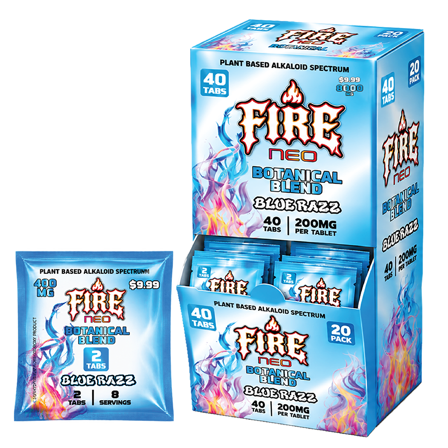 Fire Neo Cherry Blue Razz Botanical Blend Pouch, 2 Count, 40 Count Dispenser